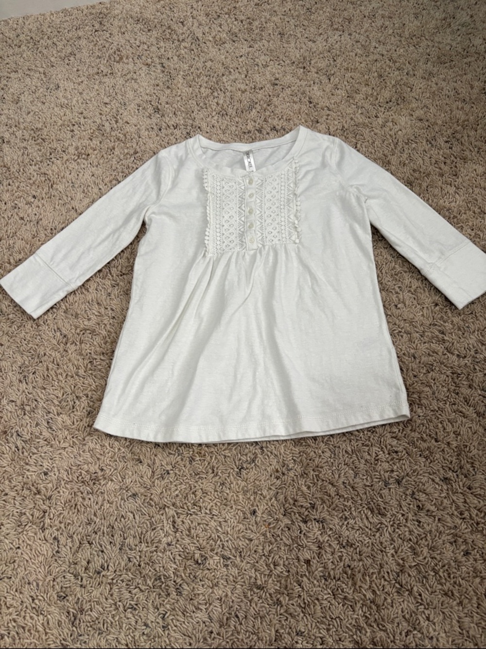 Cherokee White Girls' Botton Lace-Front Top